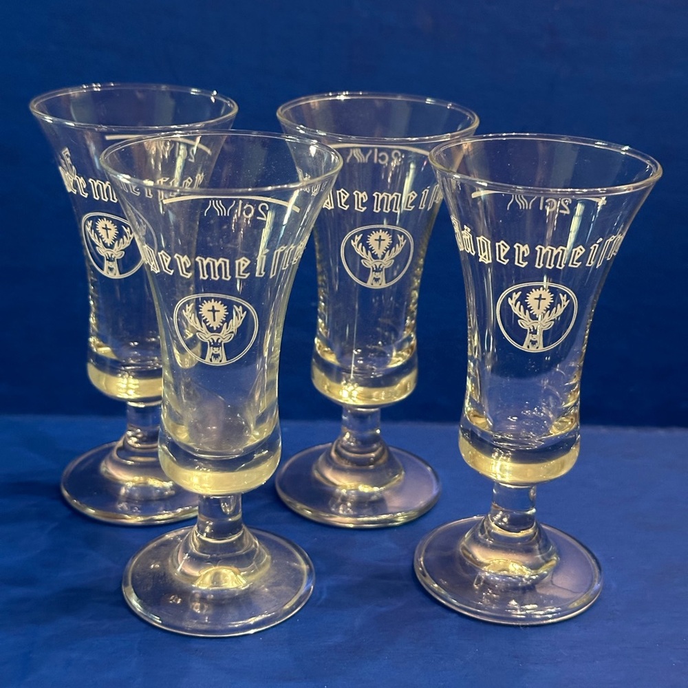 Jäegermeister Jager Stemmed Footed German Shot Glasses Barware set of 4